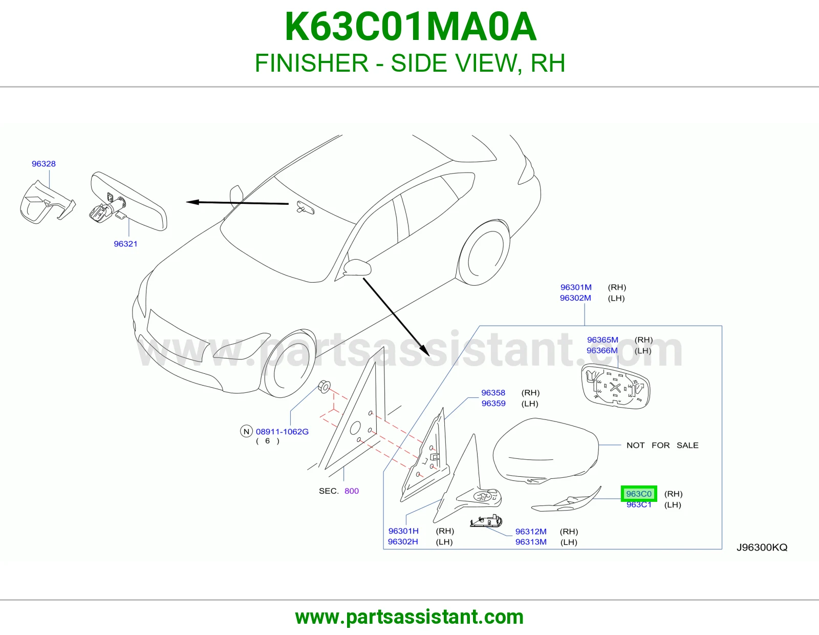 تلبيسة رؤية جانبية يمين K63C01MA0A