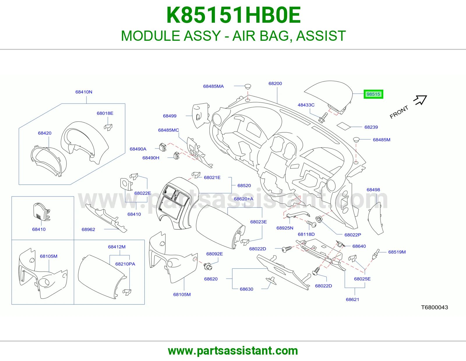 MODULE ASSY - AIR BAG, ASSIST K85151HB0E