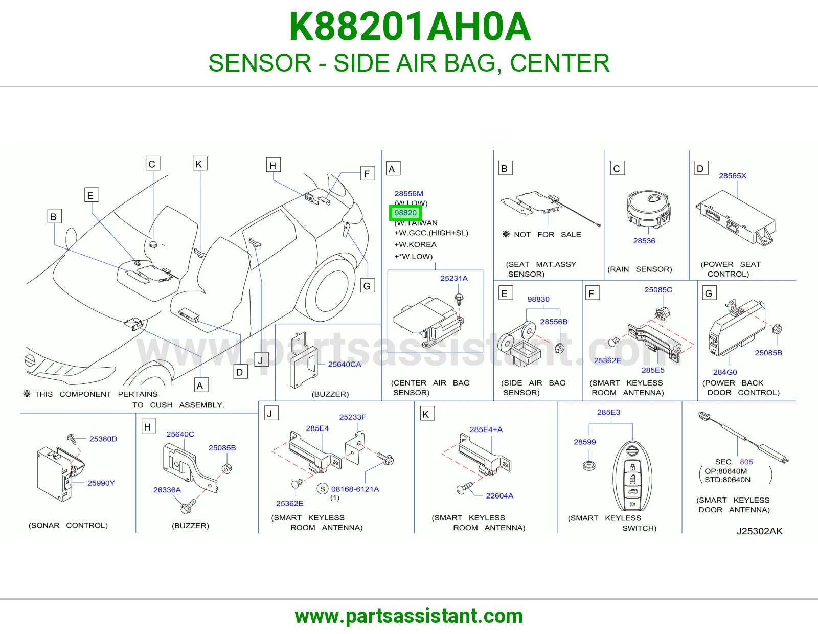 حساس ايرباق جانبي وسط K88201AH0A