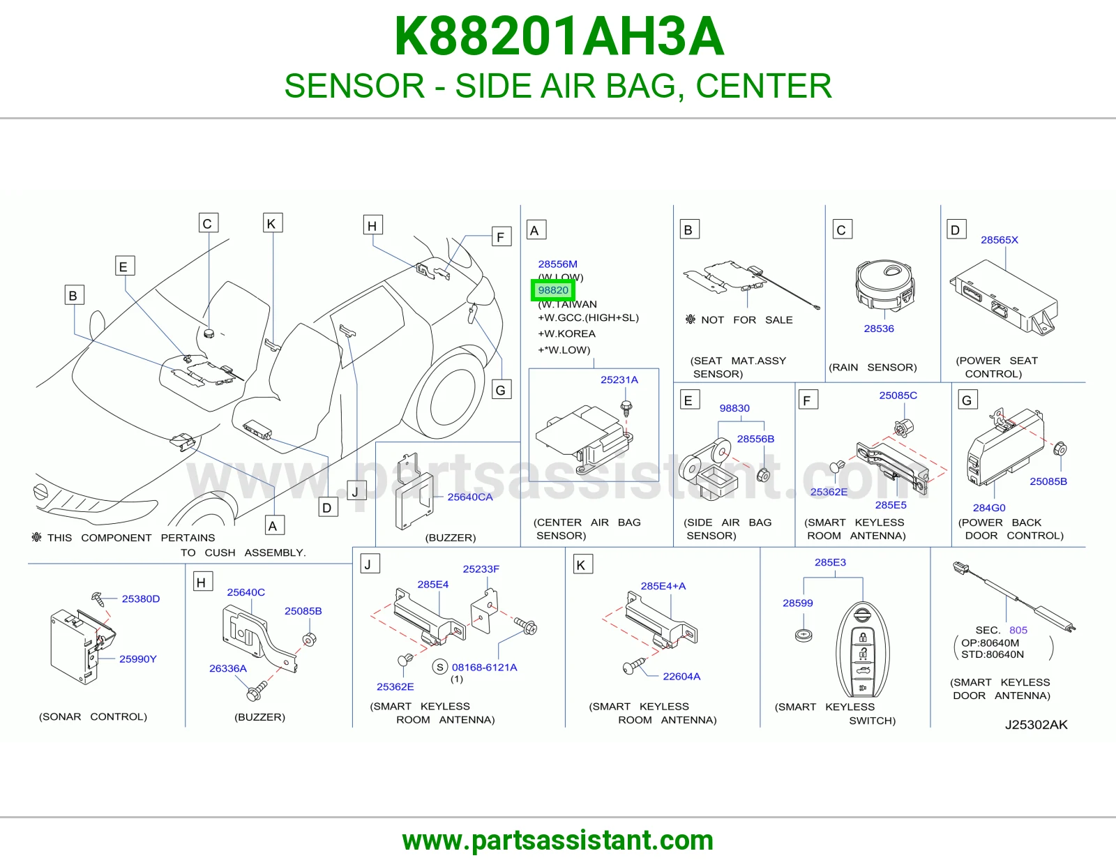 حساس ايرباق جانبي وسط K88201AH3A