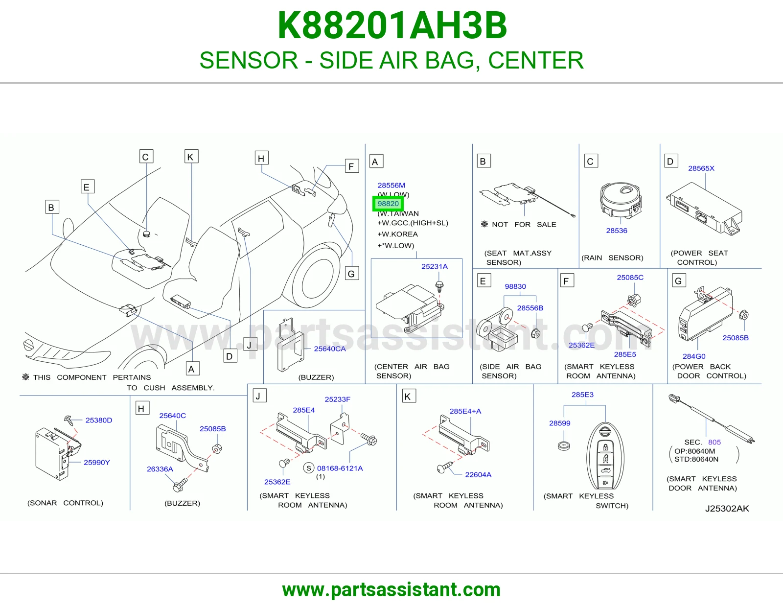 حساس ايرباق جانبي وسط K88201AH3B