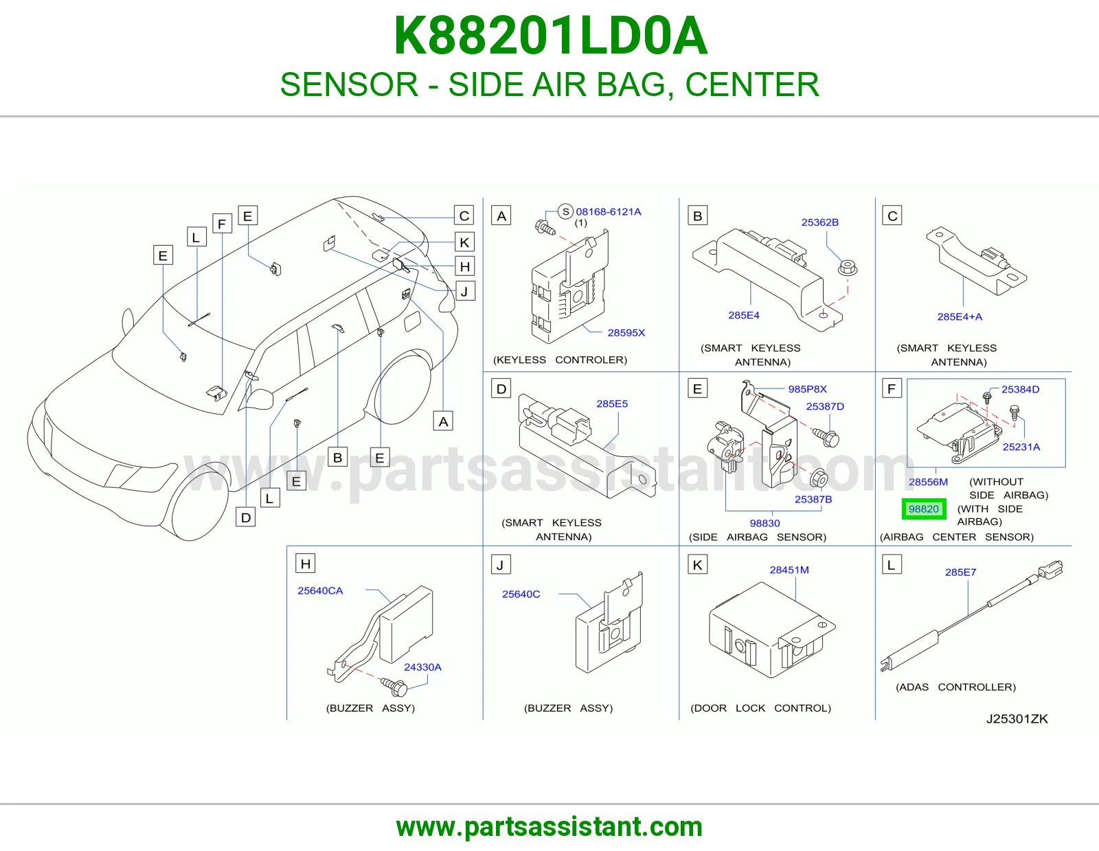حساس ايرباق جانبي وسط K88201LD0A