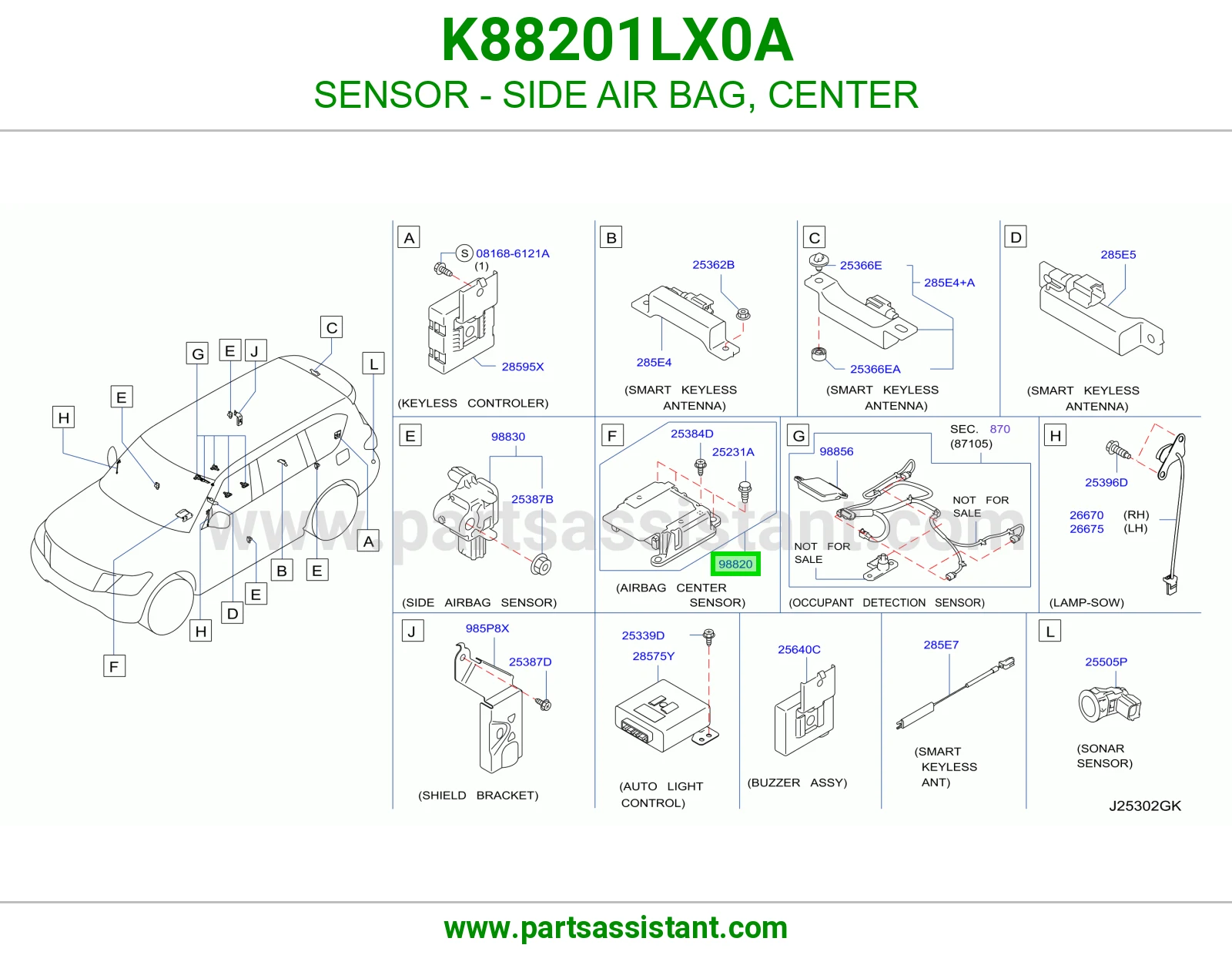 حساس ايرباق جانبي وسط K88201LX0A