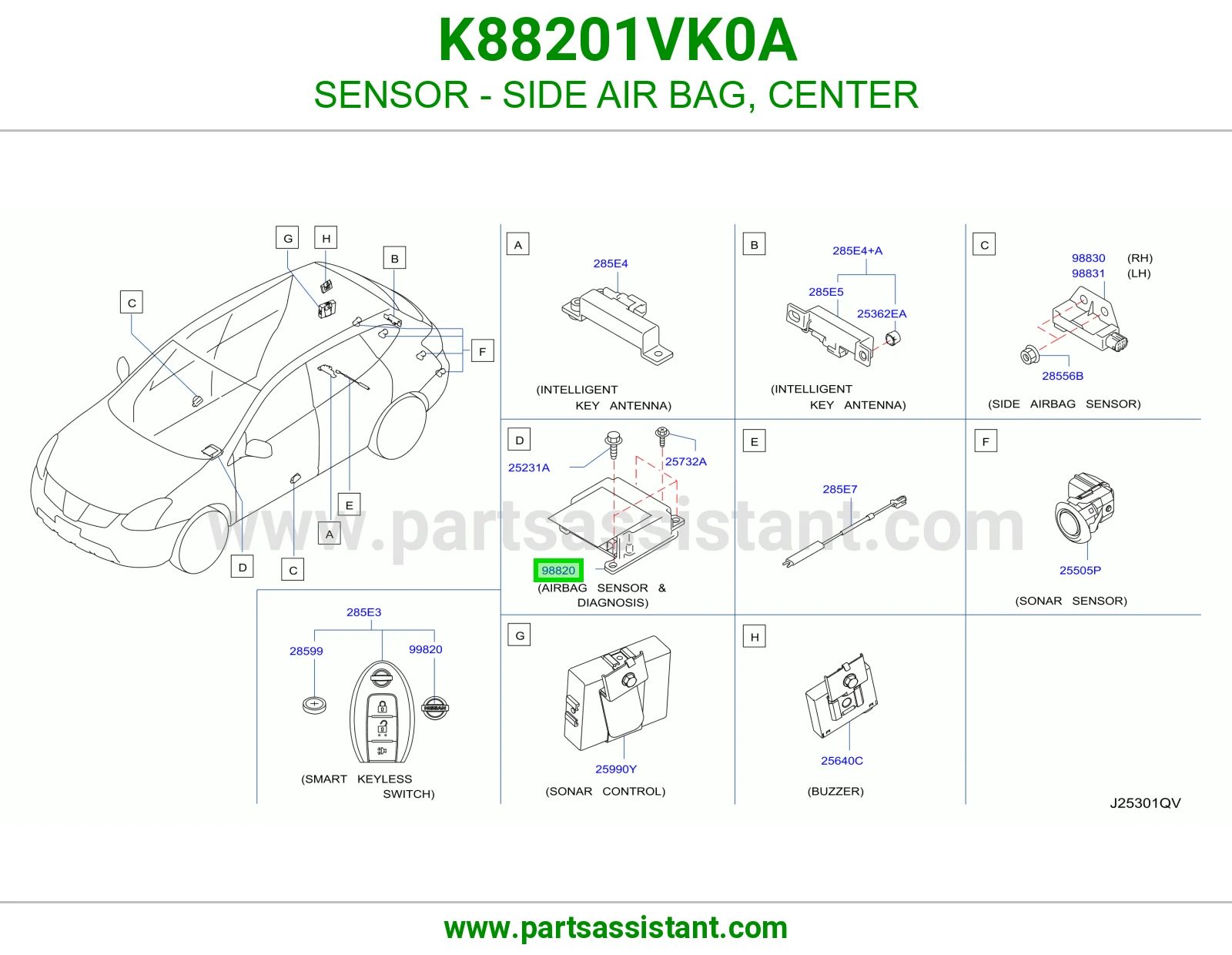 حساس ايرباق جانبي وسط K88201VK0A