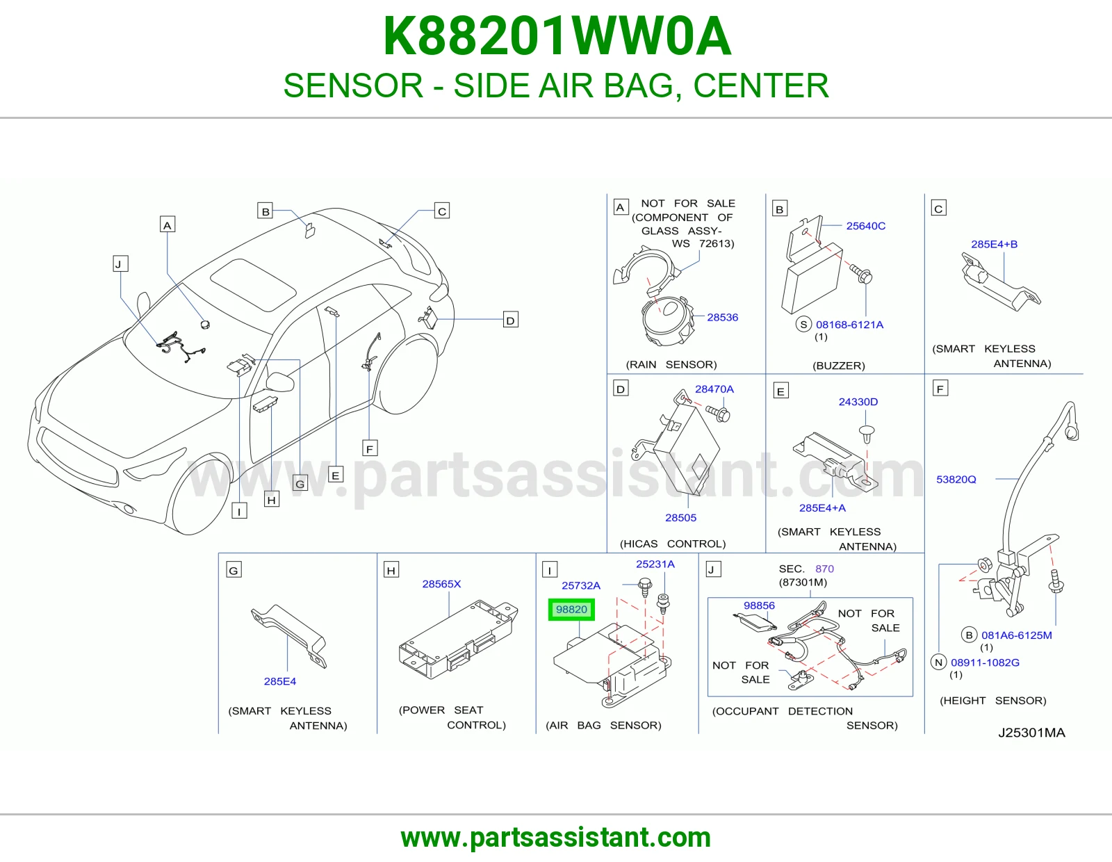 حساس ايرباق جانبي وسط K88201WW0A