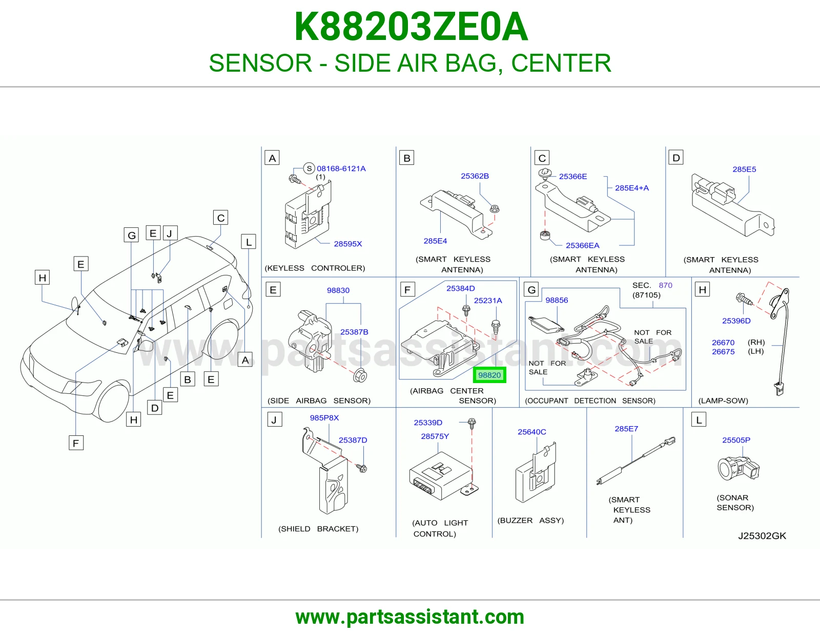 حساس ايرباق جانبي وسط K88203ZE0A