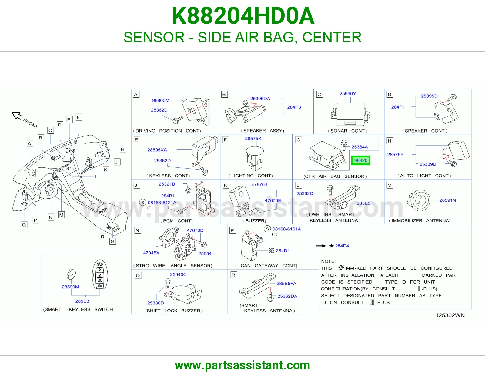 حساس ايرباق جانبي وسط K88204HD0A
