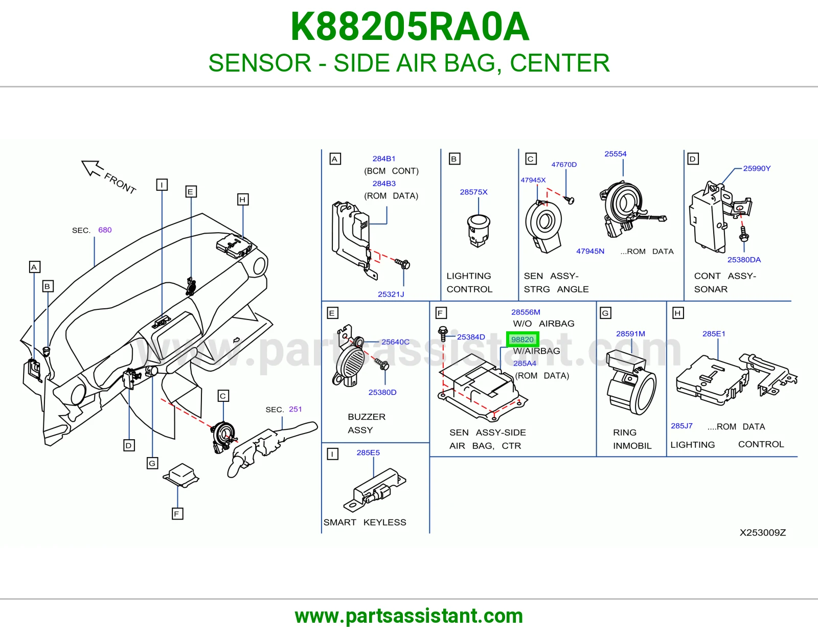 حساس ايرباق جانبي وسط K88205RA0A