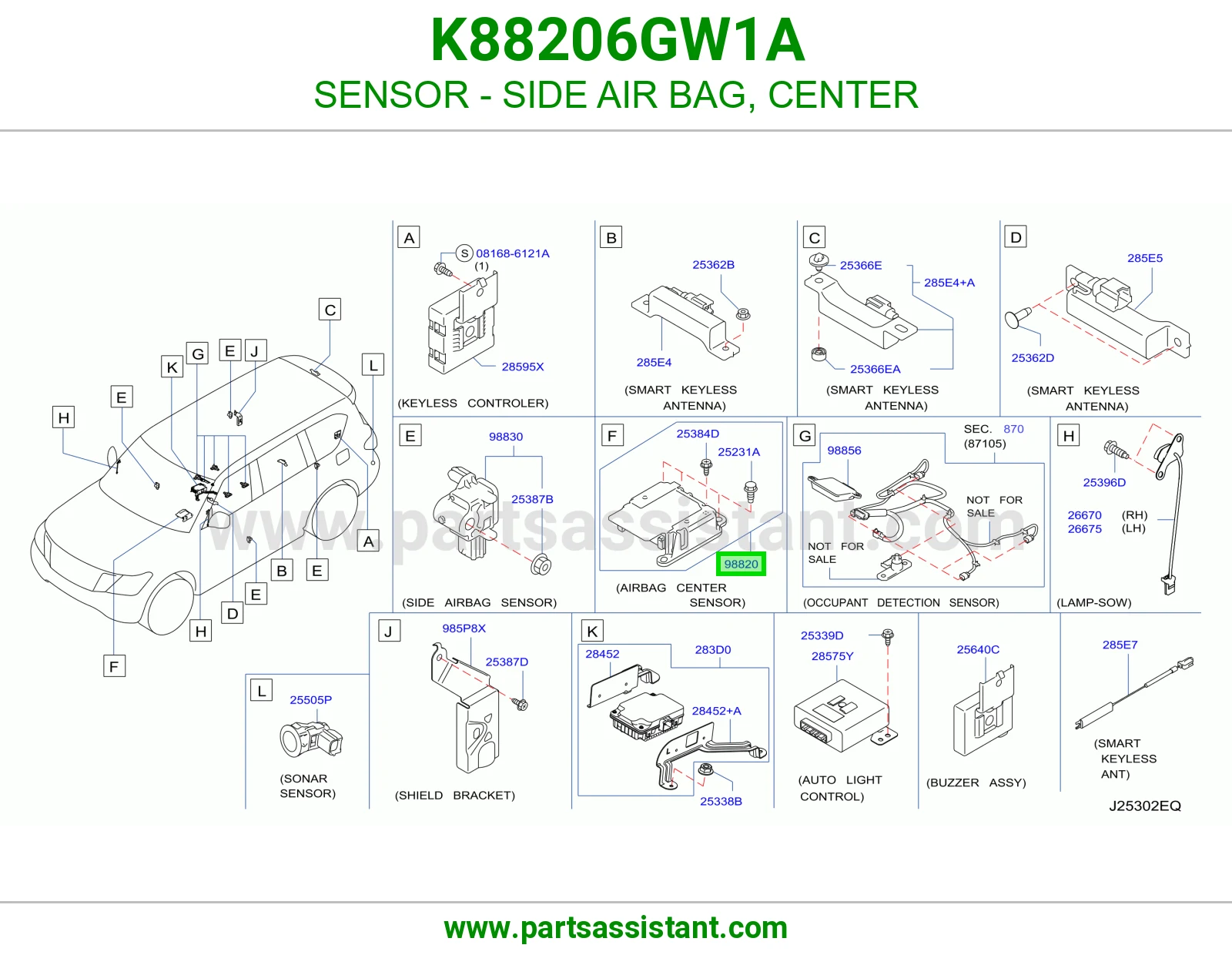 حساس ايرباق جانبي وسط K88206GW1A