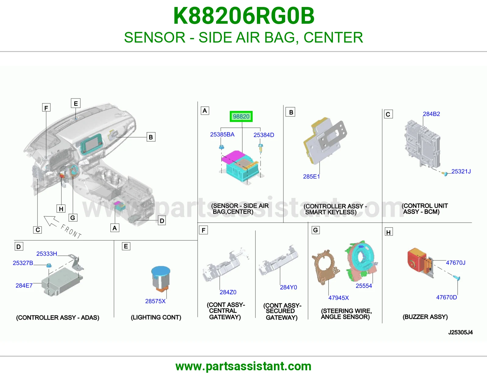 حساس ايرباق جانبي وسط K88206RG0B