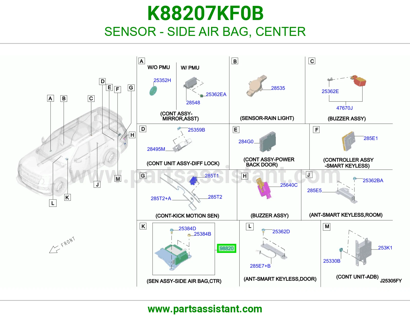 حساس ايرباق جانبي وسط K88207KF0B