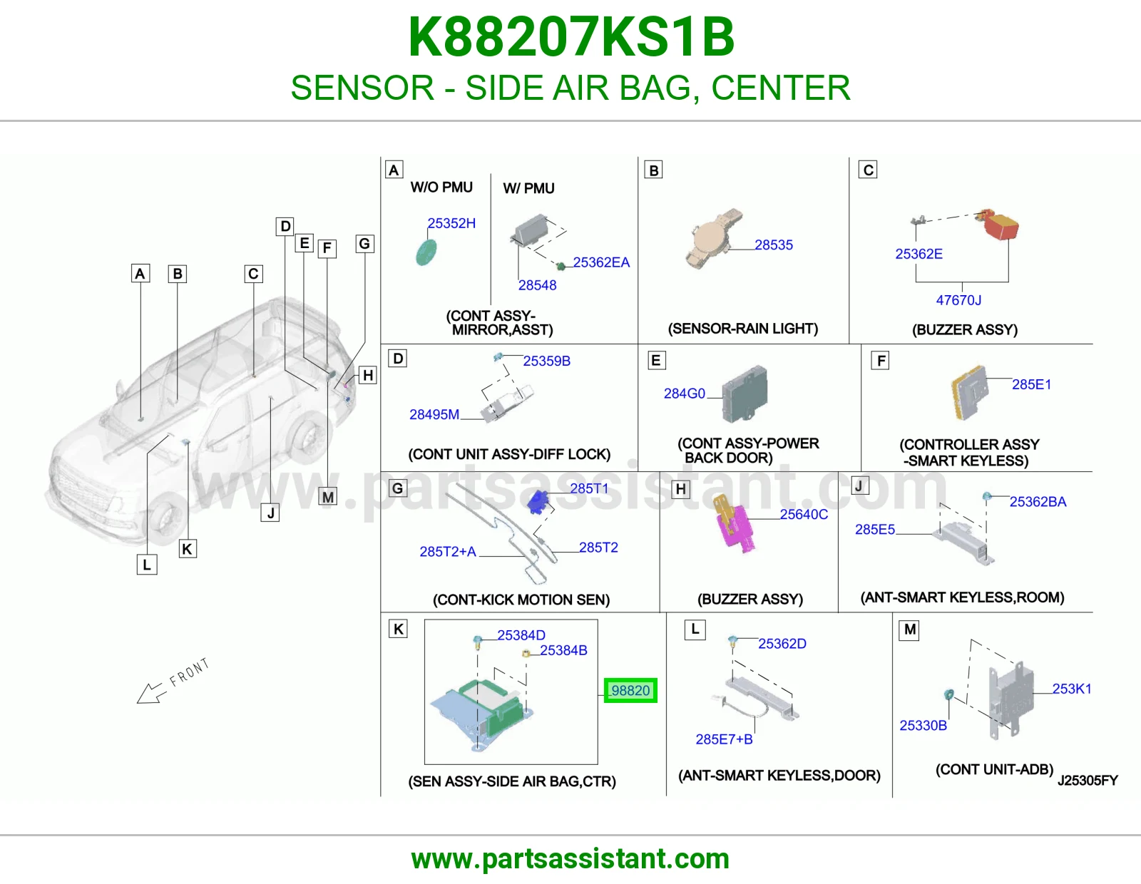 حساس ايرباق جانبي وسط K88207KS1B