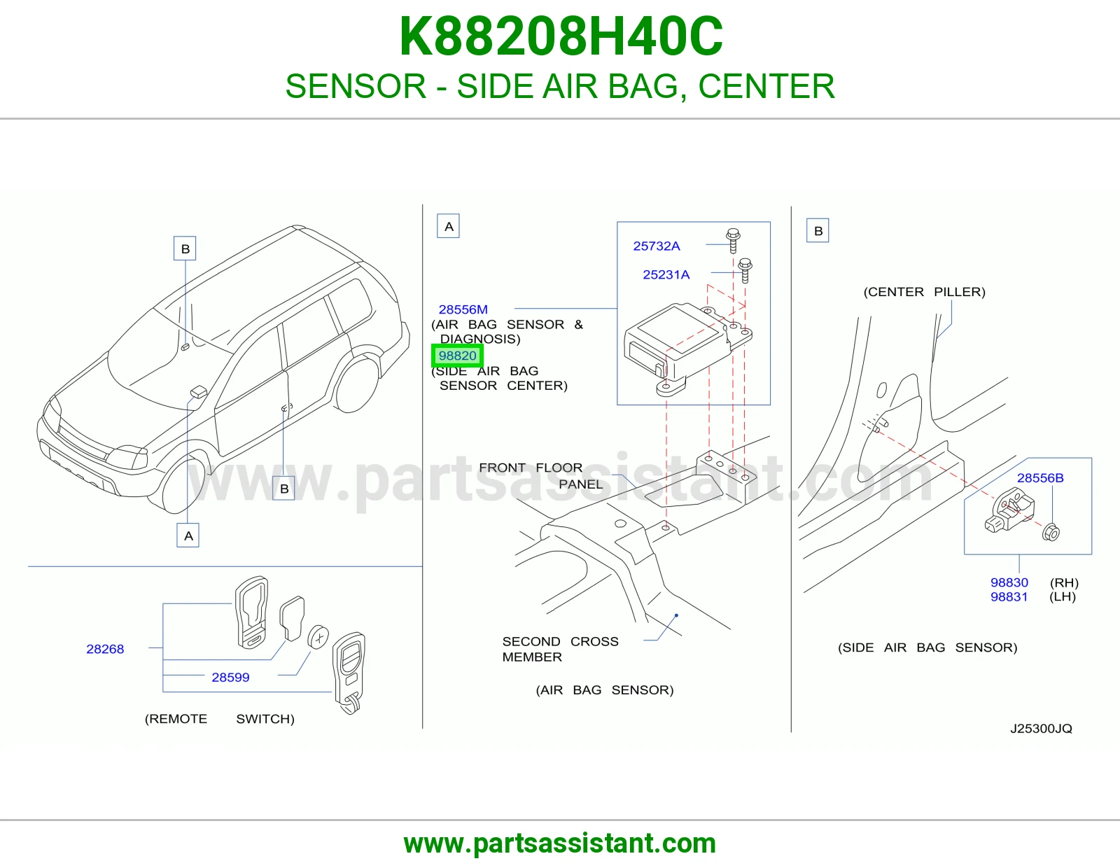 حساس ايرباق جانبي وسط K88208H40C