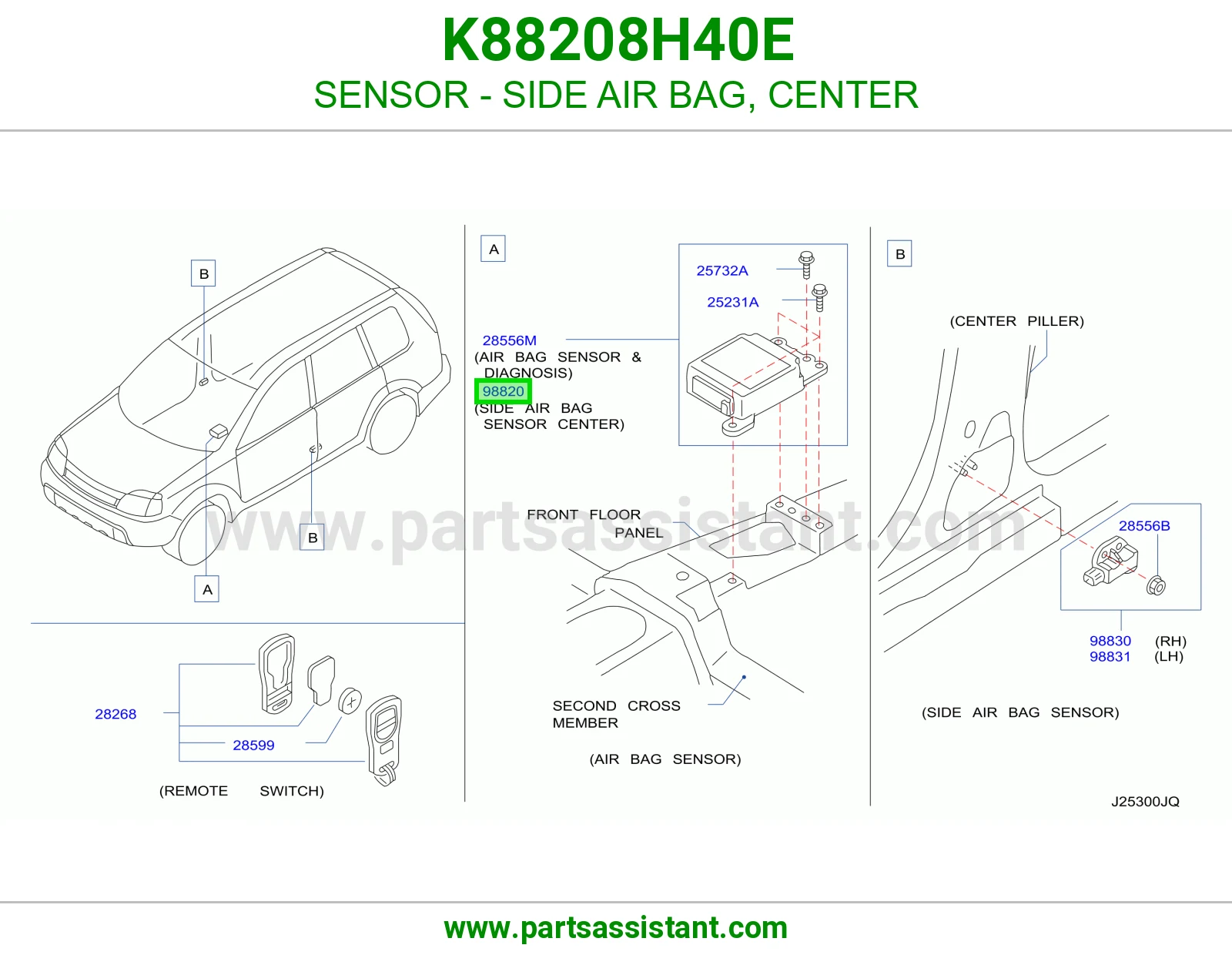 حساس ايرباق جانبي وسط K88208H40E