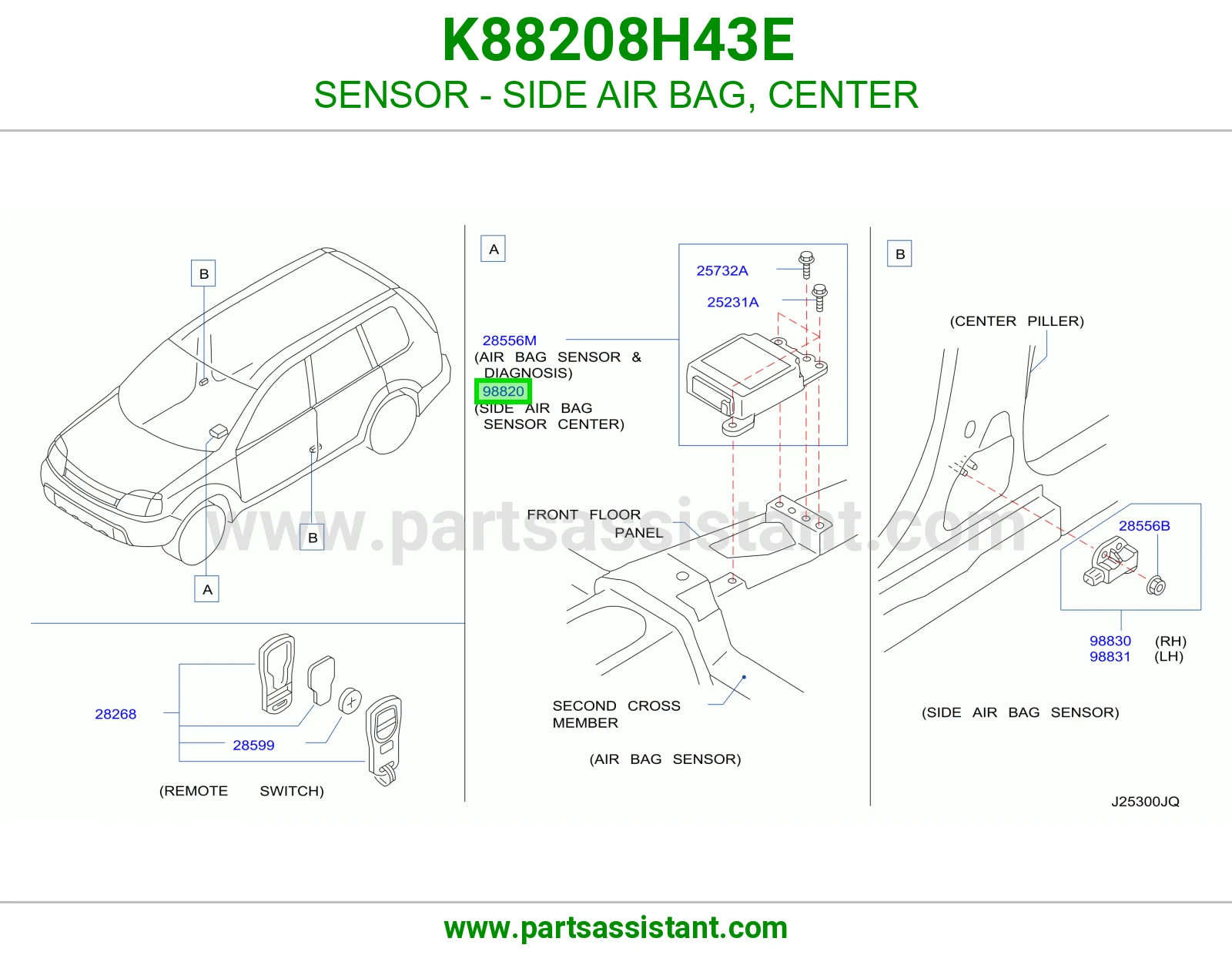 حساس ايرباق جانبي وسط K88208H43E