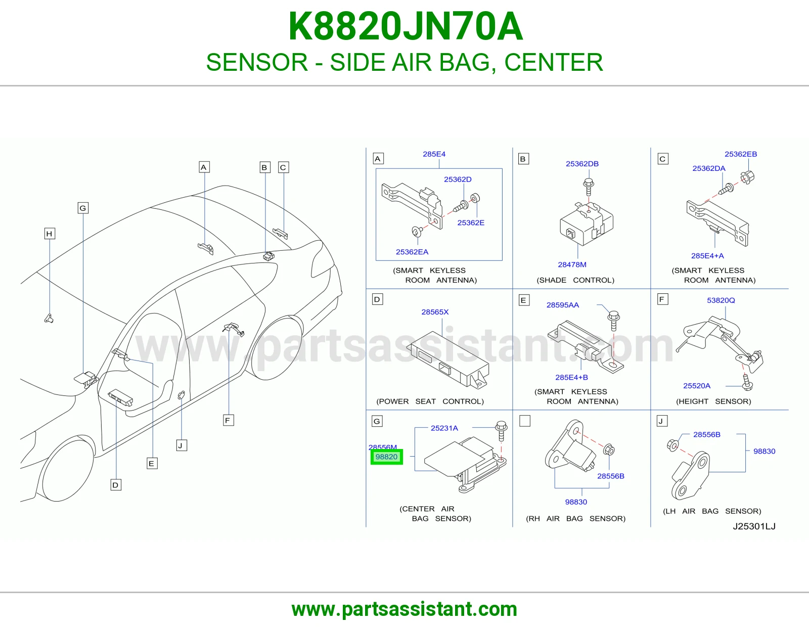 حساس ايرباق جانبي وسط K8820JN70A