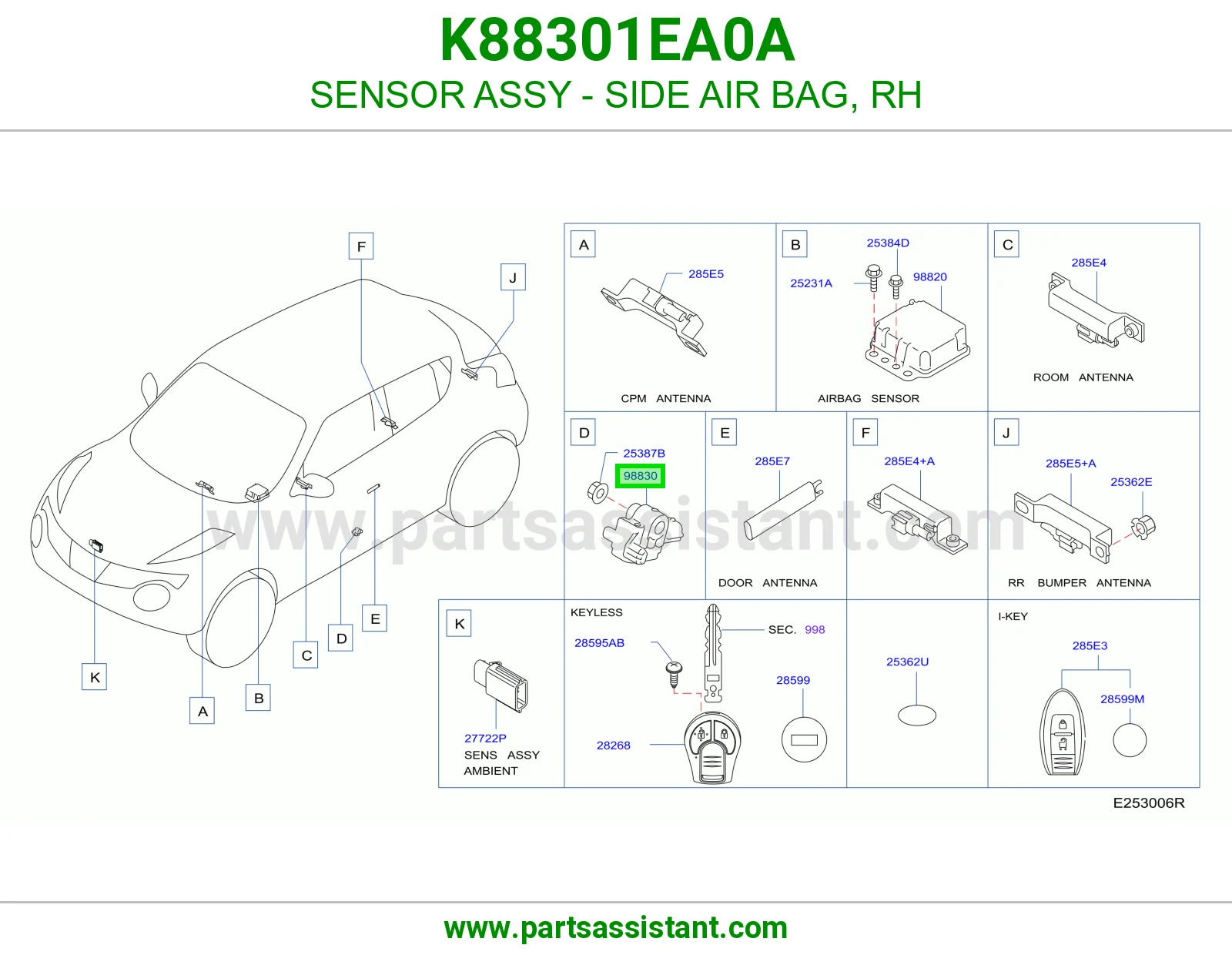 حساس ايرباق جانبي يمين كامل K88301EA0A