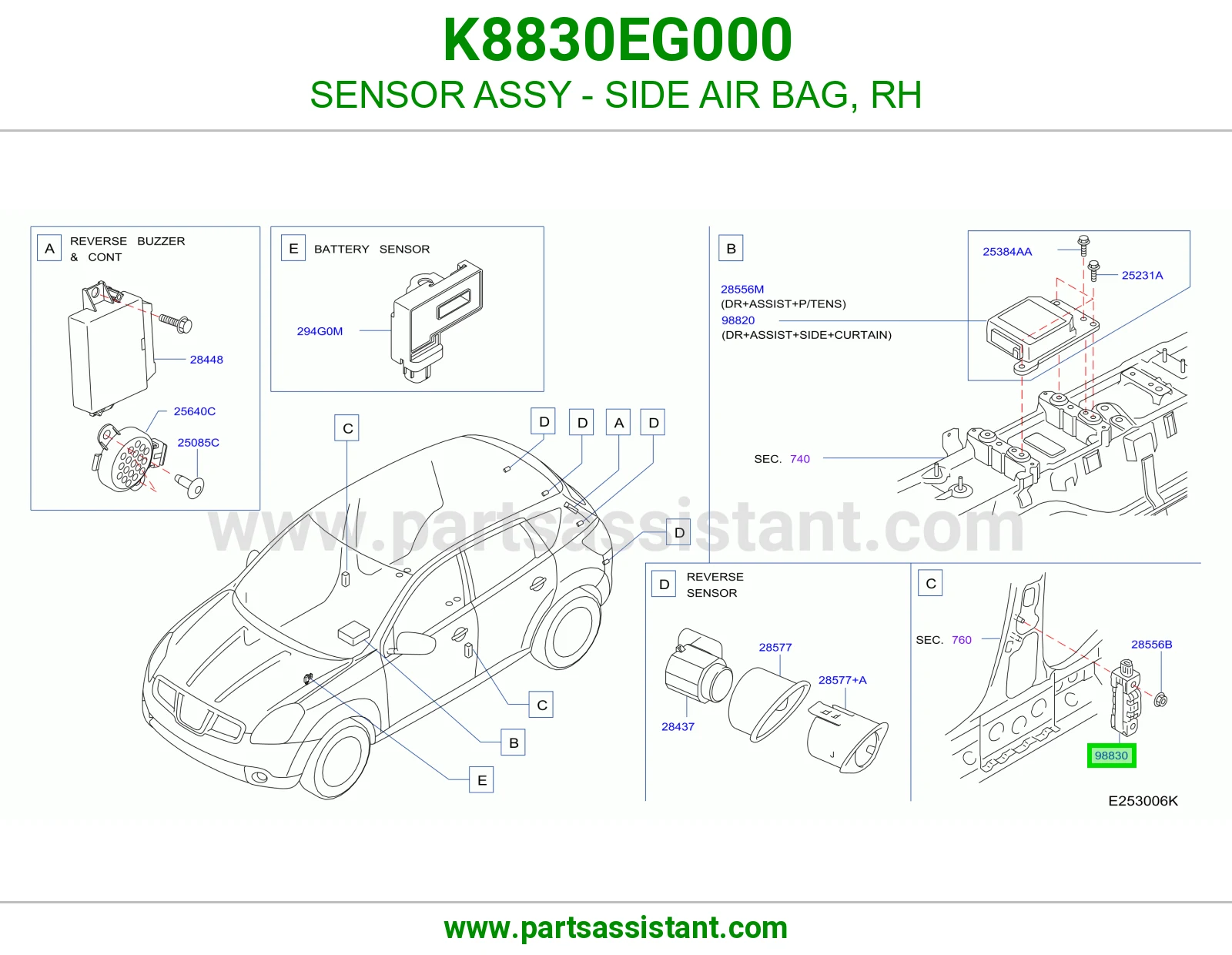 حساس ايرباق جانبي يمين كامل K8830EG000
