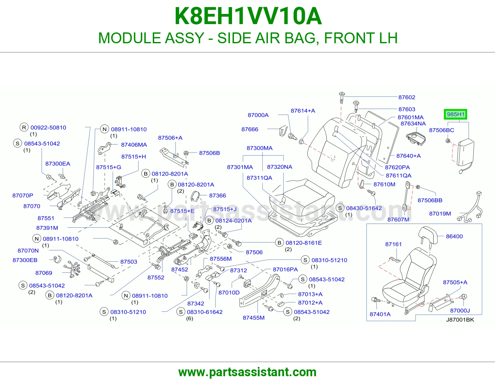 MODULE ASSY - SIDE AIR BAG, FRONT LH K8EH1VV10A