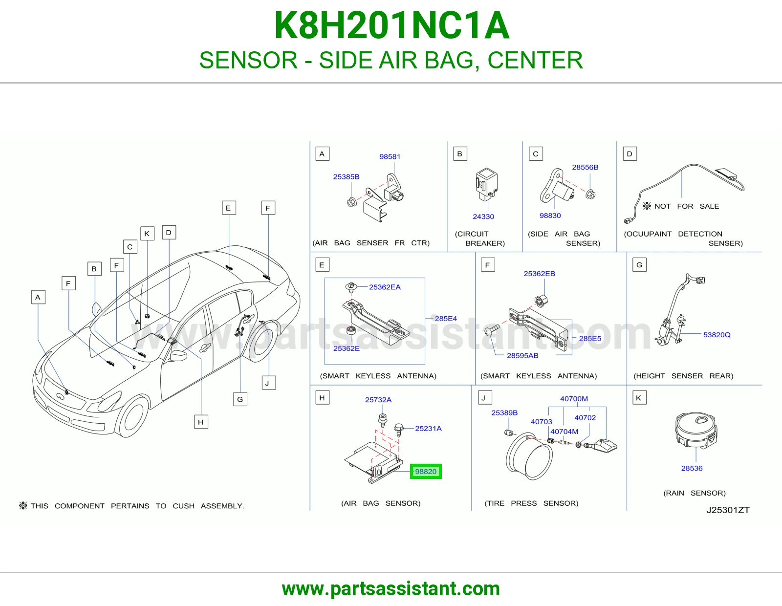 حساس ايرباق جانبي وسط K8H201NC1A