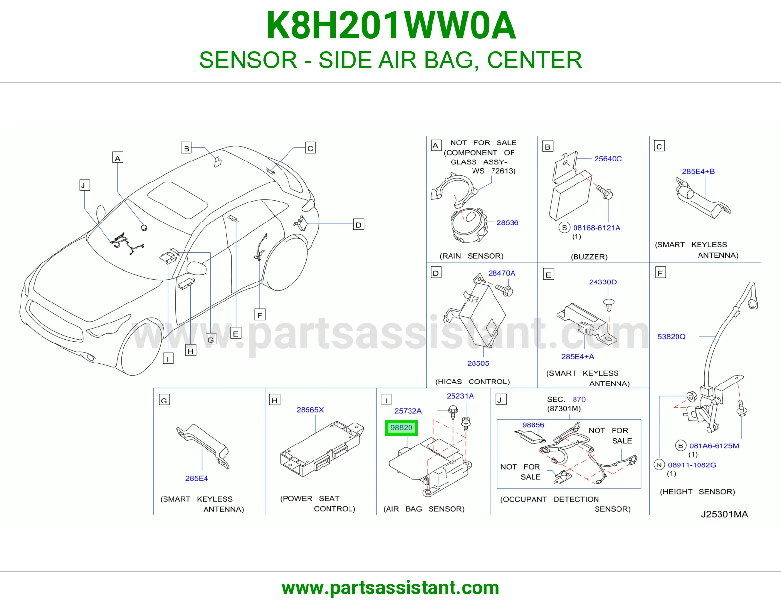 حساس ايرباق جانبي وسط K8H201WW0A