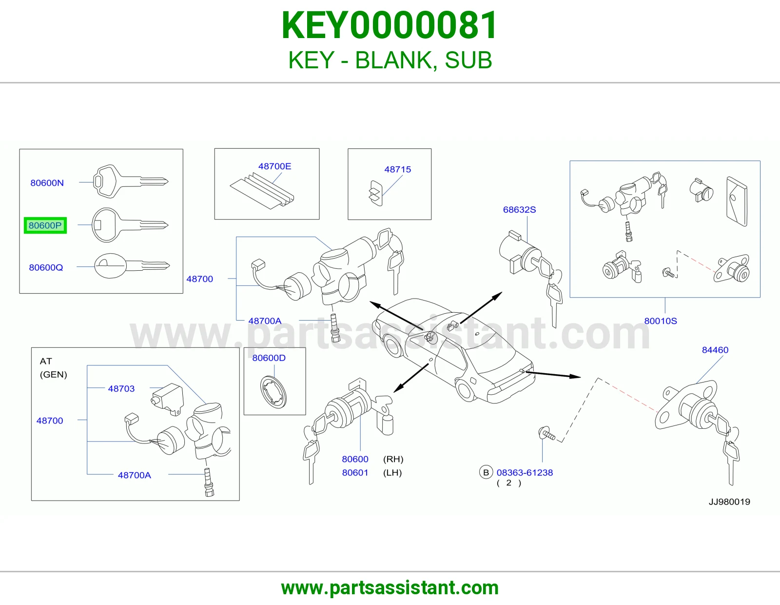 مفتاح خام بدون برمجة فرعي KEY0000081