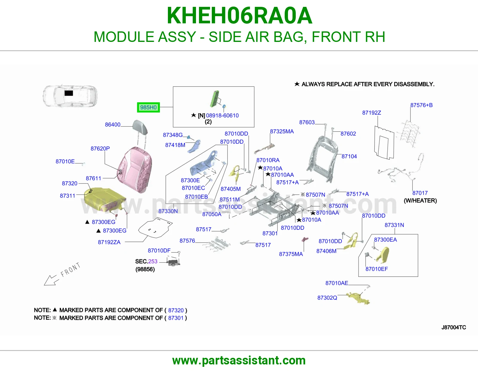 وحدة ايرباق جانبي أمامي يمين كاملة KHEH06RA0A