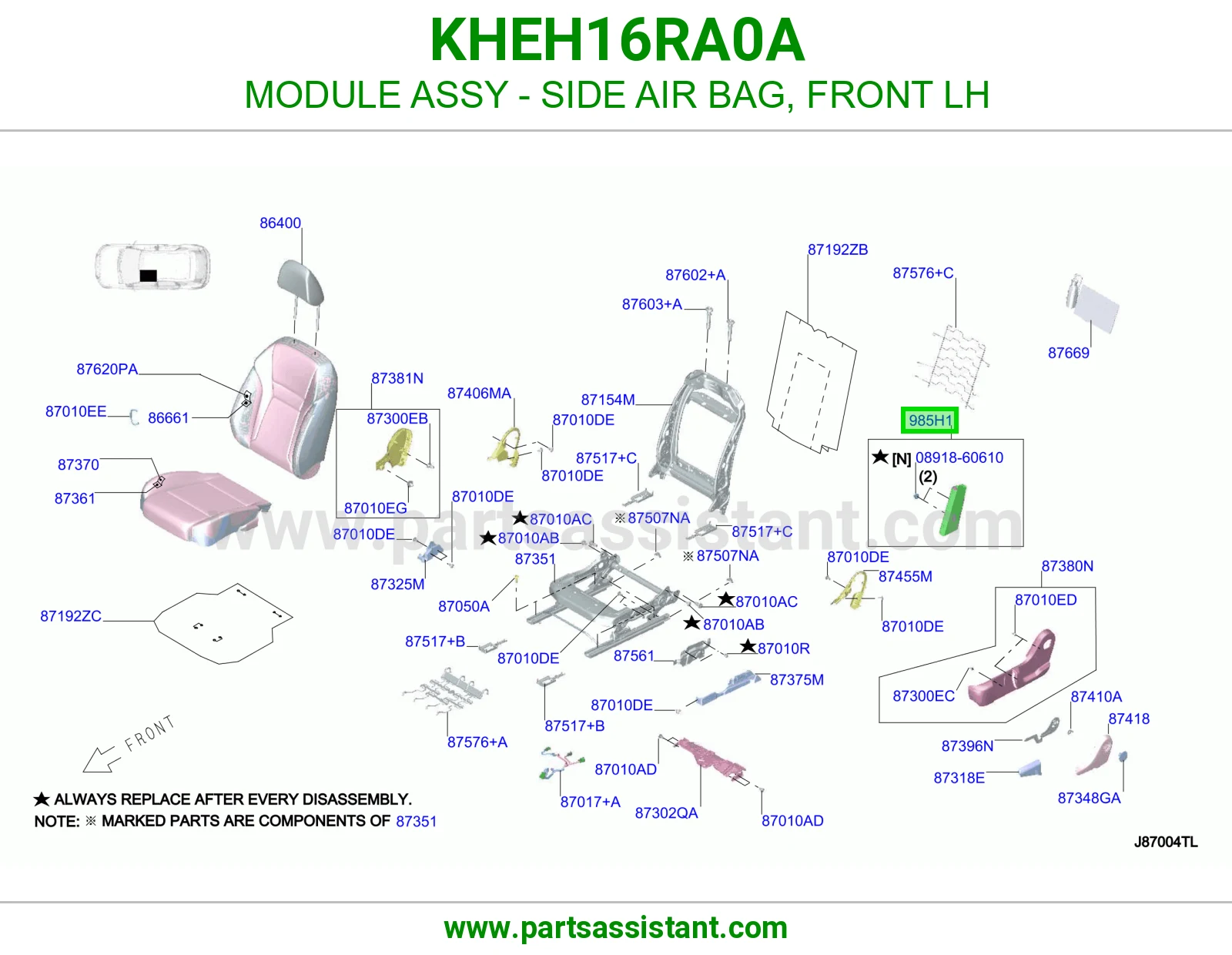 وحدة ايرباق جانبي أمامي يسار كاملة KHEH16RA0A