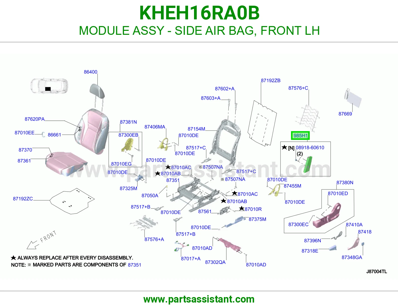 وحدة ايرباق جانبي أمامي يسار كاملة KHEH16RA0B
