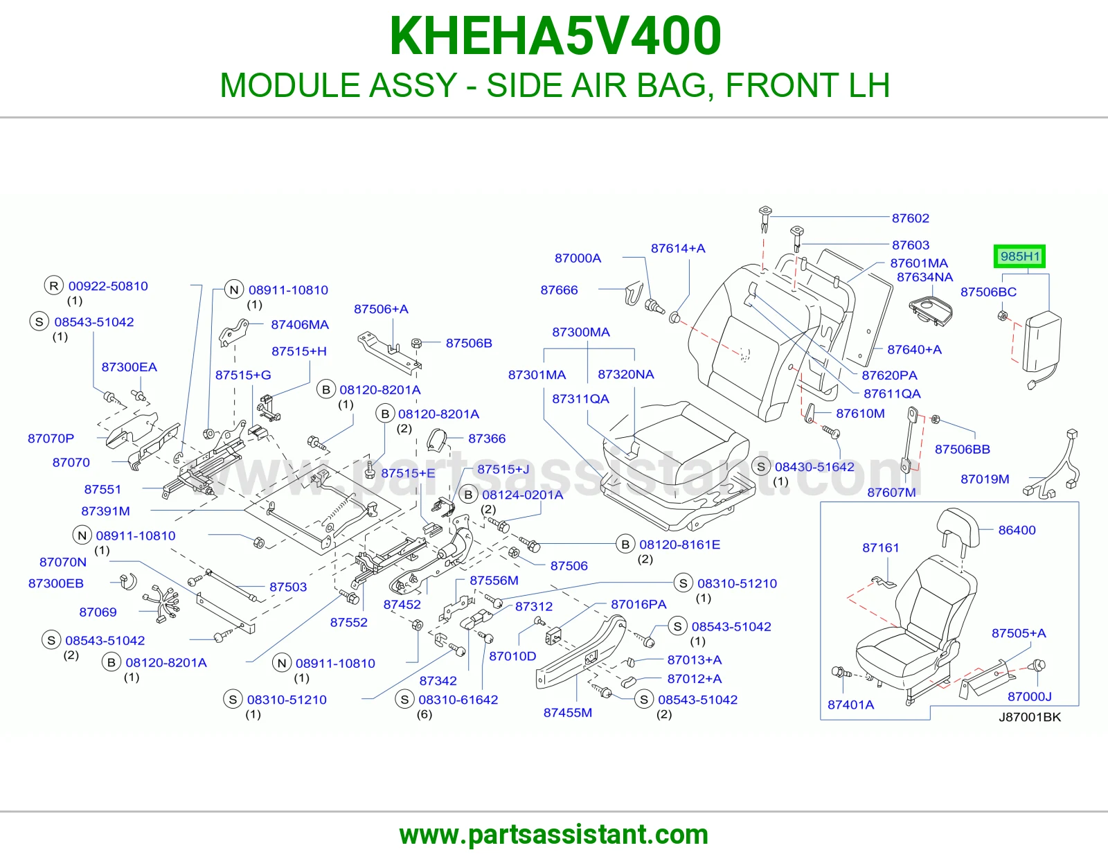 وحدة ايرباق جانبي أمامي يسار كاملة KHEHA5V400