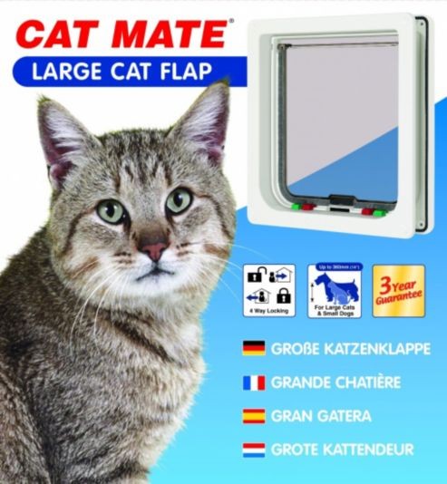 Cat Mate 221W  4 Funkciós  Zárható Nagyméretű Macskaajtó - Fehér - Closer Pets