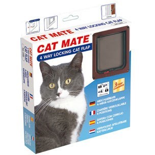 Cat Mate 309B  4 Way Locking Cat Flap - Brown - Closer Pets