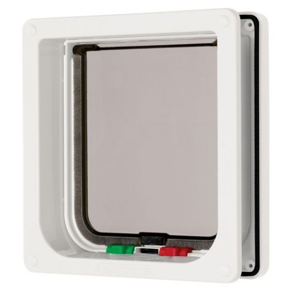 Cat Mate 235W 4 Way Locking Cat Flap with Door Liner - White - Closer Pets