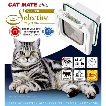 Cat Mate Elite Super Selective Microchip & Disc Cat Flap 355W - Closer Pets