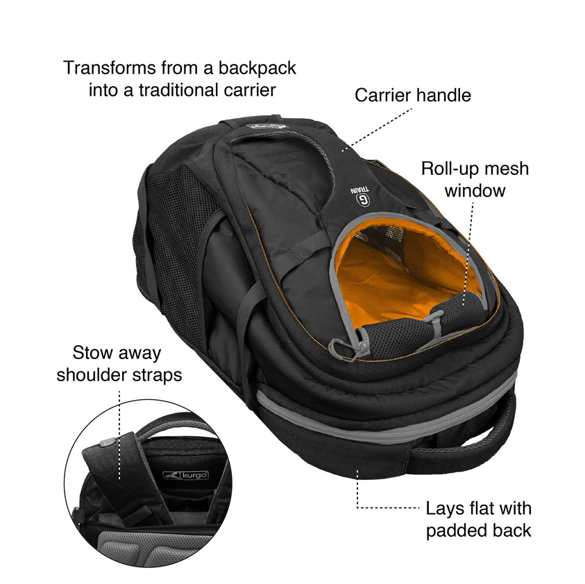 Kurgo G-Train Dog Carrier Backpack - Black