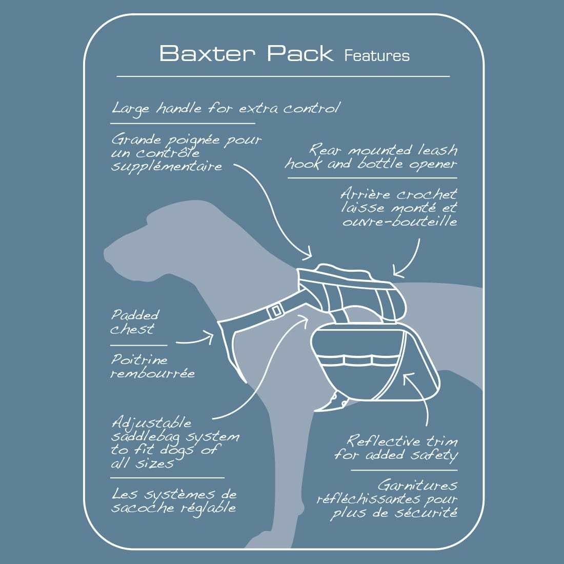 KURGO BIG Baxter Backpack - BLUE - for dogs 50 -110 pounds