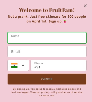 FruitFam Free Skincare Offer 2026 signup free products
