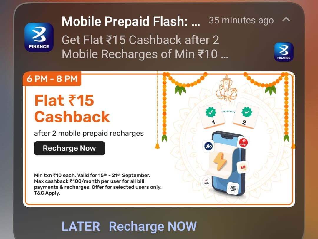 Bajaj Finserv Mobile Recharge Cashback Offer