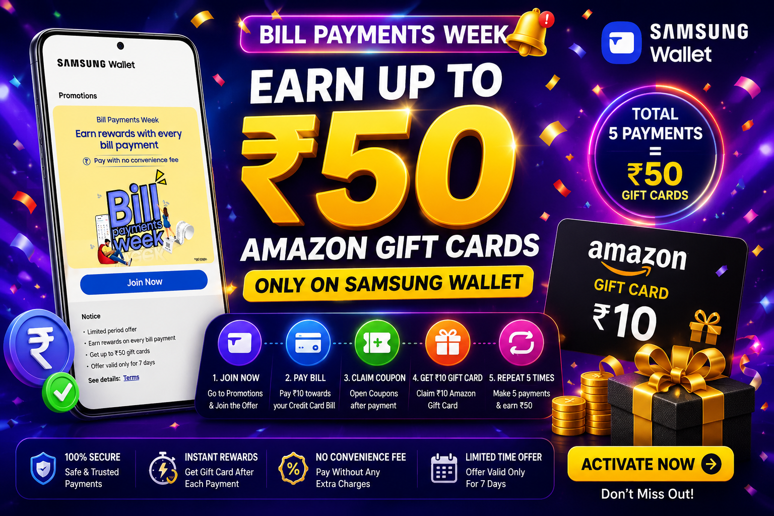 Samsung Wallet ₹50 Amazon Gift Card Offer