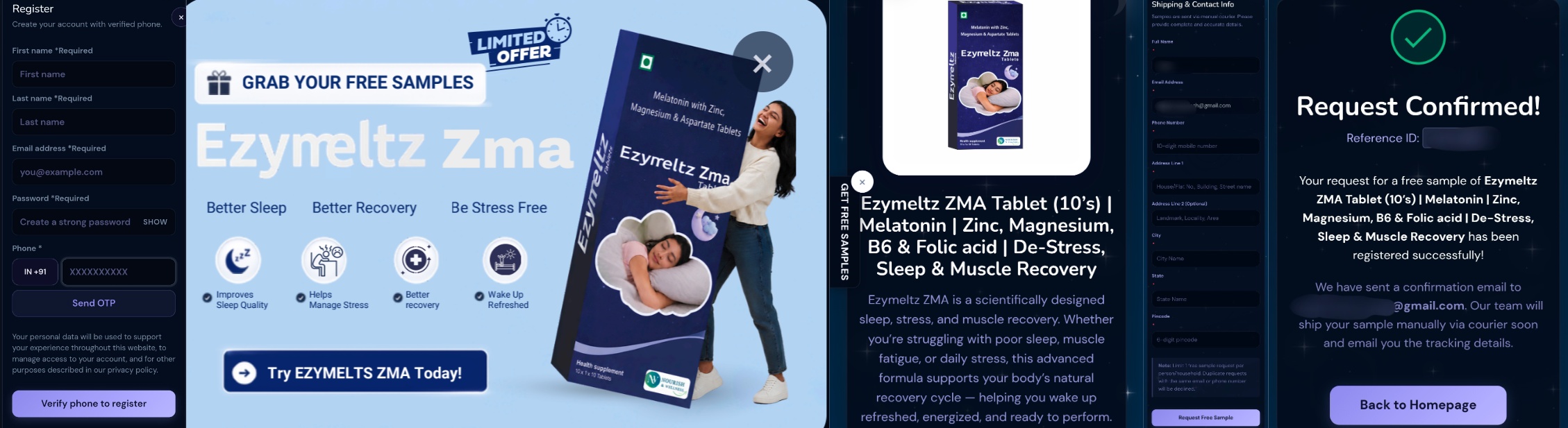 Ezymeltz ZMA Free Sample Sleep Support Melatonin Zinc Magnesium Free Offer