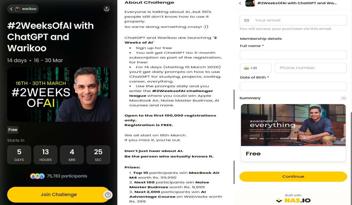 2 weeks of ai challenge chatgpt warikoo event