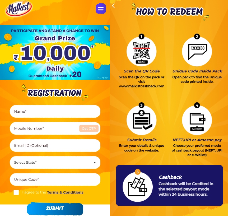 Malkist Cashback Offer Win ₹10000 Daily Get ₹20 Assured Cashback