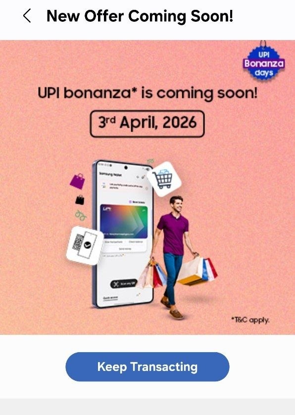Samsung Wallet UPI Bonanza Offer 2026