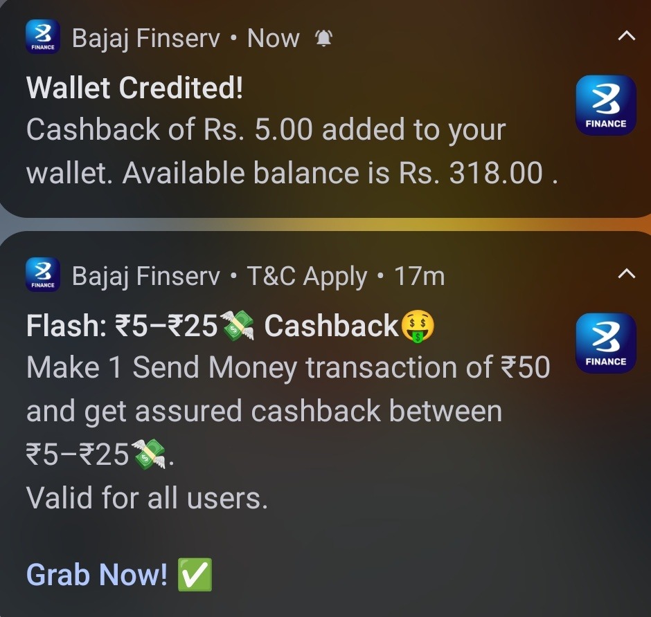 Bajaj Finserv Flash ₹5-₹25 Cashback Offer