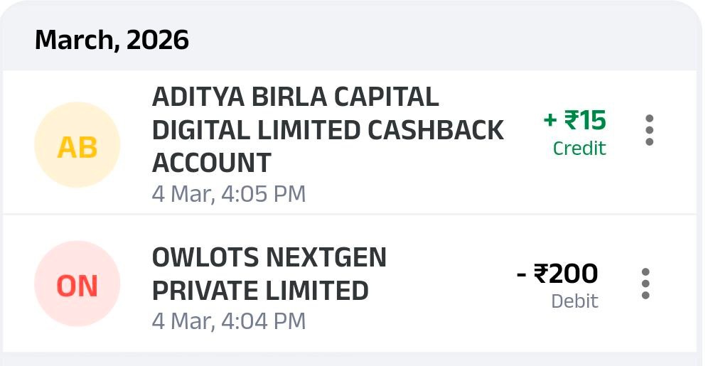 Aditya Birla Capital Cashback Offer ₹15 merchant payment reward