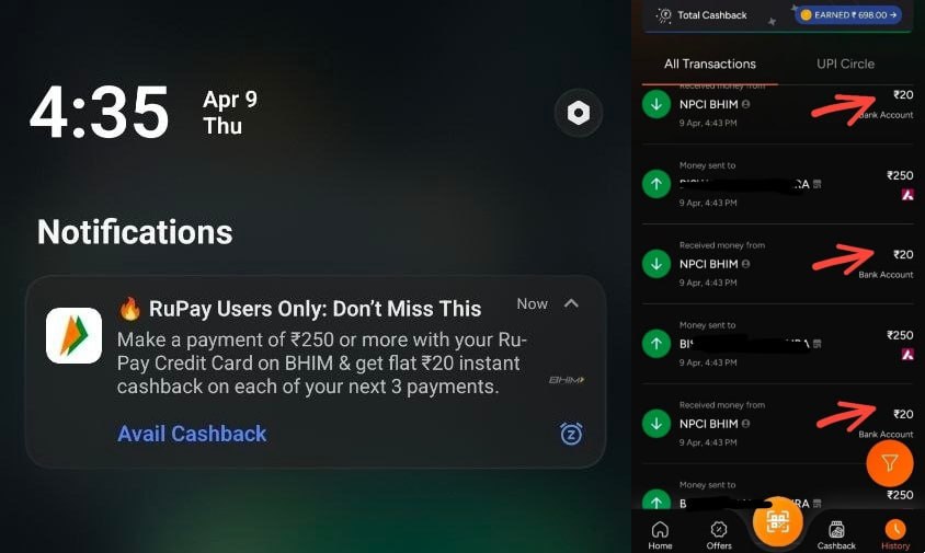 BHIM RuPay Credit Card Offer ₹60 Cashback - Get ₹20 Per Transaction