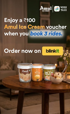 Bharat Taxi ₹100 Amul Ice Cream Voucher Offer Book 3 Rides Get Free Reward