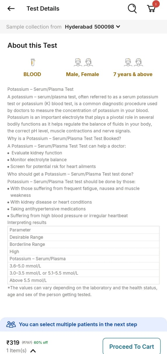 FREE Potassium Test Apollo Offer 2026 - Get ₹319 Test Free