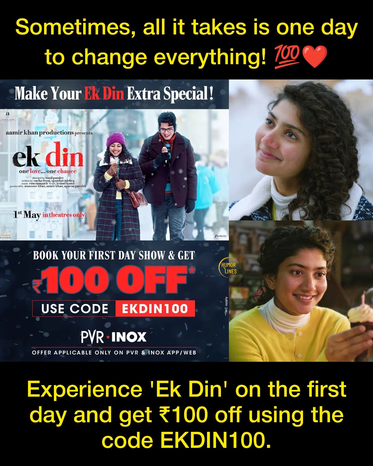 PVR INOX ₹100 OFF Offer 2026 Ek Din movie ticket discount