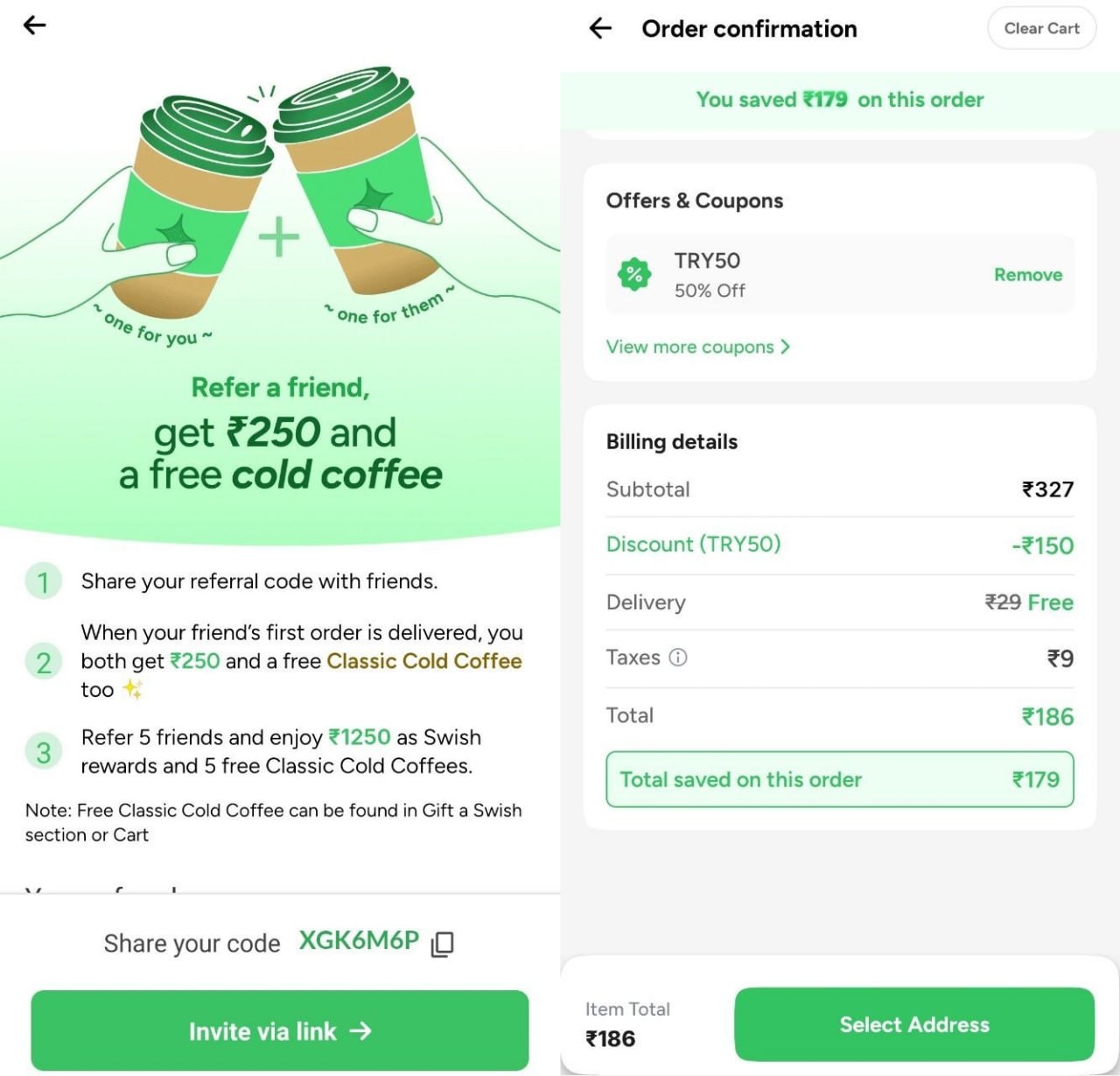 Swish App Referral Offer 2026 Free Cold Coffee